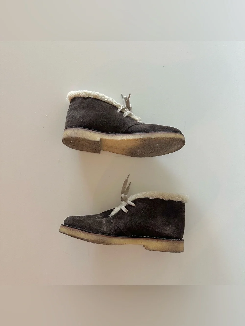Vintage Bally Karem Chocolate Suede Shearling Sherpa Ankle Boots US 8 Cozy  Genu
